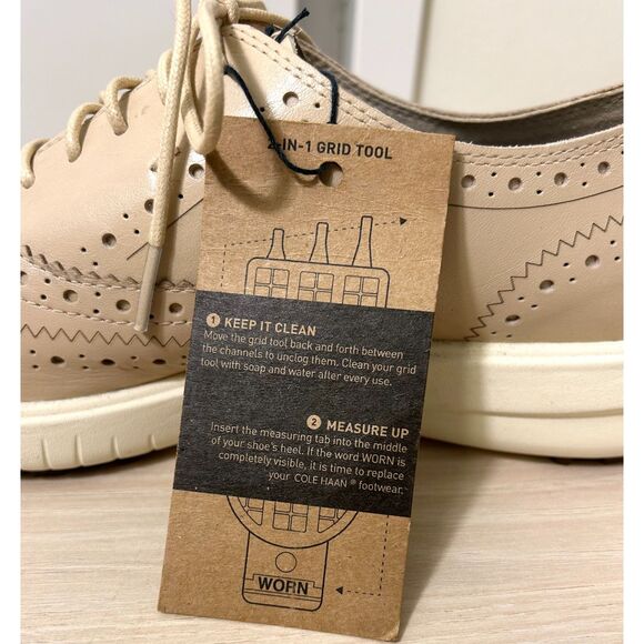 NWOT Cole Haan Malorie Leather Wingtip Oxford Women's Shoe Size 9 Cream Loafer - Picture 9 of 10